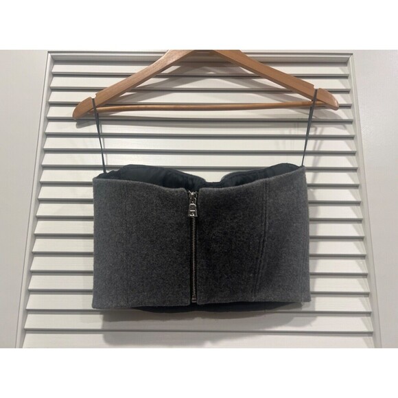 $525 LaQuan Smith Boiled Wool Bustier Top Heather Gray Size Medium NWT - Picture 8 of 10